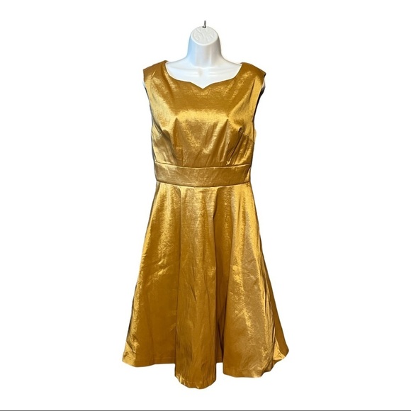 Modcloth Gold Midi Dress - Picture 4 of 13
